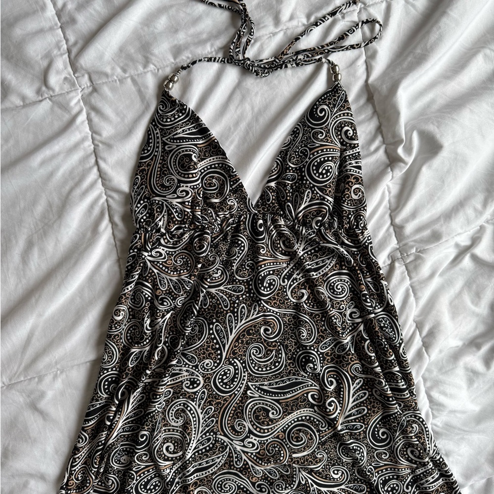 Black/Brown & White Paisley Halter Top